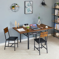 63.2''x35.5'' Folding Dining Table, Industrial Kitchen Table for 4-5 Person, 1.2 inches Thick Rectangular Dinner Table with Storage Shelf for Dining Room Kitchen Living Room, Rustic Brown