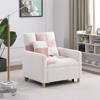 3 in 1 Convertible Sleeper Sofa, 3 Position Adjustable Sofa bed with Pillow and Armrest, Pull Out Chair Bed, Folding Lounge Sleeper, Futon Sleeper Couch Bed for Living Room Bedroom office, Pink