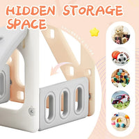 Toddler Slide and Climber Set 4 in 1, Kids Freestanding Slides with Basketball Hoop, Playground Slide Climber Playset, Freestanding Combination for Babies Play in Indoor & Outdoor, Pink