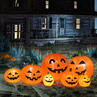7FT Long Halloween Inflatables Pumpkin, 7 Pumpkins Decoration with Build-in LEDs Blow Up Inflatables for Halloween Party Outdoor, Yard, Garden, Lawn Decorations
