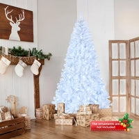 7FT White Artificial Christmas Tree with 500 Lights Cool Color 8 Modes, Pre-Lit Xmas Tree with 1346 Branches and Foldable Metal Stand, Xmas Full Tree for Office Home Store Party Holiday Decor