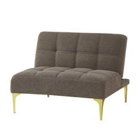 Single Sofa Chair, Convertible Couch Bed Futon, Armless Couches with Gold Metal Legs Teddy Fabric for Living Room Bedroom Apartment Office Small Space (Taupe)