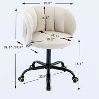 Office Chair Cute Desk Chair with Arm, Modern Velvet Home Office Desk Chairs with Wheels Adjustable Swivel Computer Task Chair Vanity Chair with Comfy Curved Back for Home Office Small Spaces, White