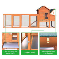 122＂Outdoor Poultry Cage ,Large Wooden Chicken Coop,Outdoor Hen House with Nest Box ,Weatherproof Coops for 6-8 Chickens