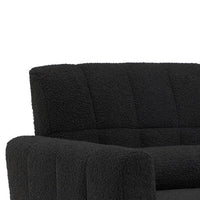 Modern Accent Chair, Upholstered Single Sofa Chair, Teddy Fabric Comfy Armchair with Metal Legs and Waist Pillow, Tufted Lounge Reading Chair for Living Room, Bedroom, Office,Black