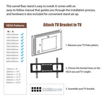 TV Stand with Mount and Storage Shelves, Entertainment Center Fits 32 to 65 Inch Screens, VESA 100x100 to 600x400-Black Tempered Glass Shelving