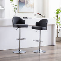 Adjustable Swivel Bar Stools Set of 2,Counter Heigh Bar Stools with Back,fabric Bar Stool for Kitchen Island,Upholstered Pub Stools with Footrest,Armless Dining Chairs for Bar(Dark Gray)
