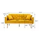 Velvet Futon Sofa Bed with 2 Pillows, Modern Tufted Upholstered Accent Sleeper Sofa Couch with Adjustable Backrest and Golden Metal Legs, Folding Loveseat Sofa Recliner Couch for Bedroom, Mustard