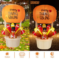 6 FT Thanksgiving Inflatable Turkey,Blow up Lighted Turkey Decor with LED Lights,Thanksgiving Inflatable Decoration for Indoor Outdoor Yard Garden