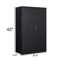Folding Filing Storage Cabinet, Metal Storage Cabinet with 2 Locking Doors and 2 Adjustable Shelf, 42 " Steel Storage Lockable Garage Cabinet Tool Cabinets for Home Office,School,Garage, Black