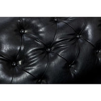 78inch PU Leather Sofa, Mid-Century Modern Button Tufted Couch with 2 Pillows and Armrest, 3-seater Sofa for Living Room Bedroom Office, Black