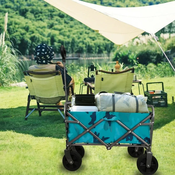 Collapsible Folding Utility Wagon Cart with Storage Bag and Anti-Steel Frame, Portable Hand Cart with Rolling Wheels and Ergonomic Handle, Utility Pull Cart Grocery Sport Cart for Outdoor