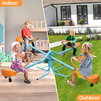 Swivel Teeter Totter Outdoor Playground Equipment, 360 Degrees Rotating Safe, Outdoor Fun for Kids, Toddlers, Boys, Children, 4 Seats