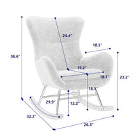 Rocking Chair Nursery, Velvet Fabric Rocking Chair with Padded Seat Cushion and High Backrest, Comfy Accent Glider Chair, Modern Small Rocking Chair for Nursery, Living Room, Bedroom, Beige