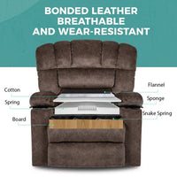 Oversized Power Lift Recliner Chair with Massage and Heat,Overstuffed Manual Recliner Sofa with Cup Holders, Side Pockets,Theater Seating Single Lounge Chair for Living Room,Brown