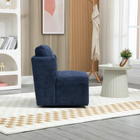 Swivel Accent Sofa Chair, Round Barrel Reading Chair Armchair in Boucle Fabric, Mid Century Modern 360° Swivel Accent Chairs for Living Room, Bedroom, Office, Lounge, Navy Blue