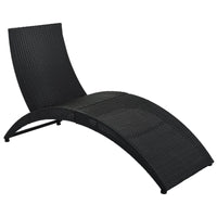 Patio Wicker Sun Lounger, PE Rattan Foldable Chaise Lounger with Removable Cushion and Bolster Pillow(Blue)