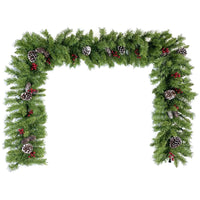 Pre-Lit Xmas Tree Artificial Christmas 4-Piece Set, Christmas Garland, Christmas Decor Wreath and Set of 2 Entrance Trees with LED Lights for Porch, Entrance, Holiday Decor,Green