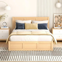 Full Size Wood Platform Bed,Lift Up Storage Bed Frame with Underneath Storage and 2 Drawers,No Spring Box Needed,Wood Color