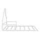 Full Size Floor Bed for Kids,Montessori Bed with House Shape Headboard and Railings, Wood House Bed with Slats for Boys and Girls,No Box Spring Needed,White