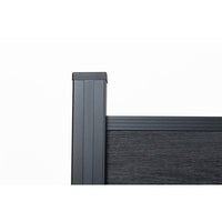 Black Fence, 6 FT* 6 FT Outdoor Garden Fence Wood Plastic Composite Fence with Protective Film, Privacy Fence Screen for Commercial and Residential, 9-Piece Set