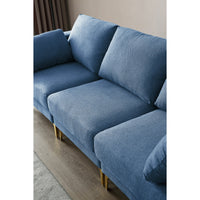93"L-shaped Sectional Sofa with Removable Ottoman Footrest and Metal Legs, Modern Free Combination Modular Sofa Couch with Soft Backrest & Armrest & Thick Seats Cushion for Living Room, Blue