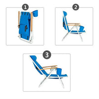 Beach Chair with Adjustable Headrest Portable High Strength,Blue