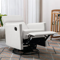 Gliding Recliner Rocker,360°Swivel Glider Modern Nursery Glider, Recliner Chair Upholstered Plush Seating Glider,Swivel Glider Nursery Chair Reclining Sofa Chair for Living Room,Beige