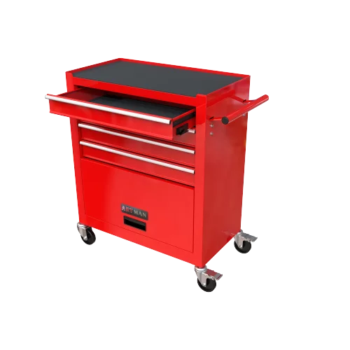 4-Drawer High Capacity Rolling Tool Chest, Removable Cabinet Storage Tool Box with Wheels and Drawers, Detachable Toolbox with Lock for Workshop Mechanics Garage (Red)