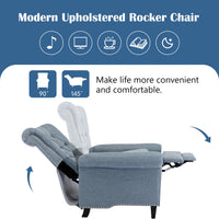 Mid-Century Modern Recliner Chair Single Sofa Home Theater Seatting Linen Tufted Adjustable Single Reclining Armchair with Nailheads Roll Arm for Living Room, Bedroom, Reading Room, Office, Blue