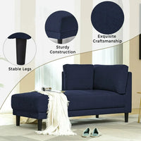 Chaise Lounge Indoor, 65" Mid-Century Modern Fabric Corner Lounge Chair, Modern Upholstered Chaise Sofa with High Resilience Foam Cushions for Sleeping Living Room Bedroom Office Apartment, Blue