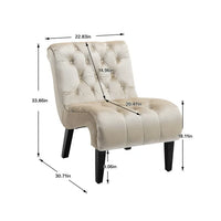 Accent Tufted Armless Chaise Lounge, Leisure Reclining Chair with Wood Legs, Modern Lounge Sofa, for Indoor Home Living Room Bedroom, Beige