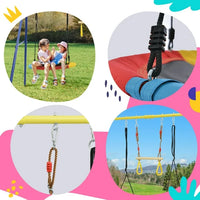 Outdoor Toddler Saucer Swing Set,Playground Tree Swing Set with Steel Frames and Disc Tree Swing Playset,Outdoor Swing Set for Backyard,Playground,Blue
