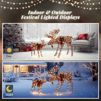 2pcs 4ft 30V 3.6W Moose Family 200LED Leather String Light, Garden Moose Decoration for Christmas Outdoor Yard Garden Decorations,Brown