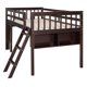 Twin Size Loft Bed with Removable Desk,Solid Wood Loft Bed Frame with Ladder and Safety Guardrail,Multifuctional Low Loft Bed for Girls Boys,Espresso