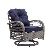 3 Pieces Patio Furniture Set,Swivel Rocking Chairs Patio Chairs Set of 2 and Side Table,3 Piece Wicker Patio Bistro Set with Padded Cushions,for Patio Deck Porch Balcony
