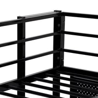 Full Size Loft Bed with 2 Built-in Ladders, Metal Loft Bed Frame, Multifunctional Loft Bed with Desk and Shelves, Space-Saving Bed Frame with Strong Board Slats, Hold up to 240lbs, Black