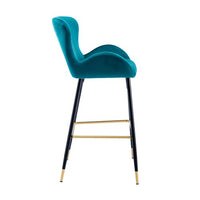 JINS & VICO 2PC Accent Bar Stools,Upholstered Barstools Counter Height Dining Chairs with Back and Armrest,Fabric Wingback Dining Chairs for Kitchen Counter Island,Teal