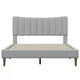 Queen Size Platform Bed with Vertical Channel Tufted Headboard, Elegant Linen Upholstered Platform Bed Frame with Slats Support and Solid Wood Legs and Under Bed Storage, No Box Spring Needed, Gray
