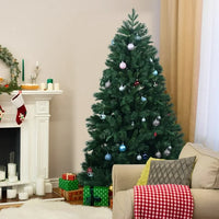 5ft Christmas Tree Unlit, Green Flocking Artificial Christmas Tree with Realistic Branches and Thicken Base, Hinged Xmas Tree for Home, Office, Party Decoration