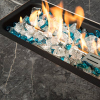 Outdoor Heating Wicker Rattan Table, Propane Fire Pit Rattan Table, Gas Fire Table with Tile Tabletop, for Outside Garden Backyard Deck Patio