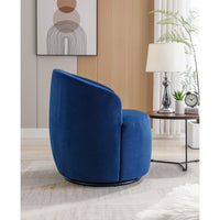 Swivel Accent Chair, Modern Upholstered Barrel Armchair Club Chair with Ergonomic Backrest and Comfy Cushion, Leisure Single Sofa Chair for Living Room Bedroom Nursery, Blue, Velvet Fabric
