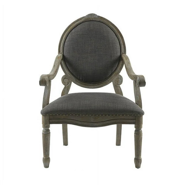 Brentwood Accent Chairs-Birch Hardwood, INCLAKE Hand Carved Scroll Design Living Armchair Modern Classic Style Family Room Sofa Furniture Bedroom Lounge, Medium, Dark Gray