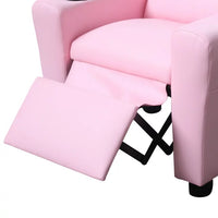 PU Leather Kids Recliner Chair,Toddler Armrest Sofa Couch with Cup Holders,Headrest and Adjustable Footrest,Recliner Chair for Boys Girls,Pink