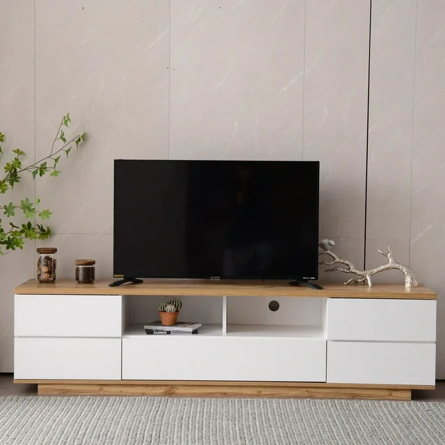 80 inch Modern TV Stand,Media Console Entertainment Center with Door Storage and Open Shelf,TV Console Table,Modern TV cabinet for living room,Bedroom,White
