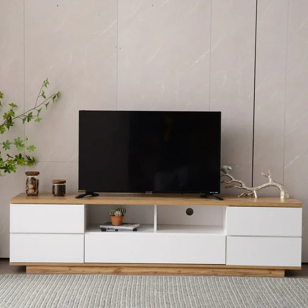 80 inch Modern TV Stand,Media Console Entertainment Center with Door Storage and Open Shelf,TV Console Table,Modern TV cabinet for living room,Bedroom,White