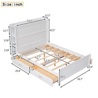 Full Size Bed Frame with 4 Storage Drawers, Wood Full Size Platform Bed with Storage Shelves Headboard, Full Storage Bed with Support Legs for Girls Boys, No Box Spring Needed, White