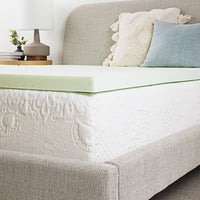 Full Size Mattress Topper with Plush Memory Foam Surface, 74"L*52"W*3"H, Light Green