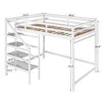 Full Size Loft Bed with Built-in Storage Staircase and Hanger for Clothes,High Wood Loft Bed Frame with Full Length Guard Rail, No Box Spring Needed,for Kids,Teens