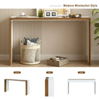 Modern Console Table for Entryway, Minimalist Style Sofa Table with Color-blocked for Living Room, Hallway, Office (Brown+White)